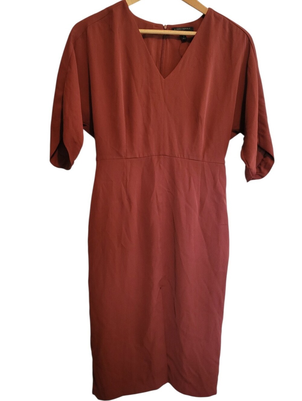 Banana Republic Burnt Caramel V-Neck Dolman Sleeve Sheath Dress Size 6